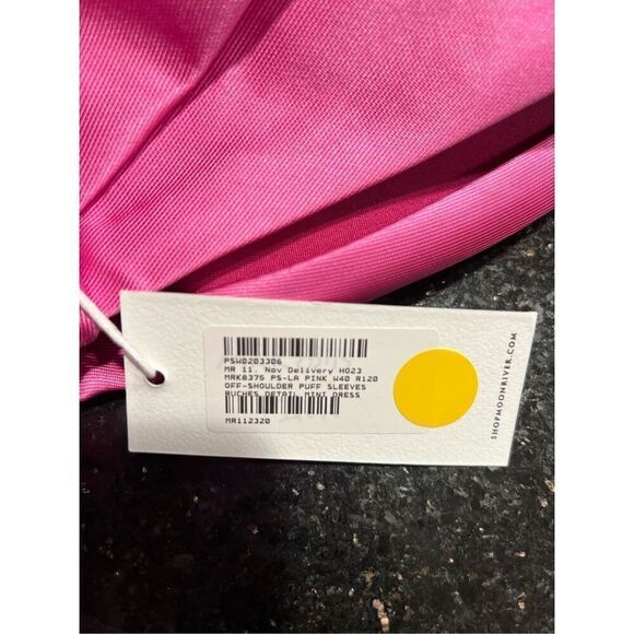 MOON RIVER OFF-SHOULDER PUFF SLEEVES MINI DRESS PINK date Cocktail👗 Size S NWT - Picture 6 of 9